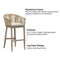 PURPLE LEAF Counter Stools, Bar Stools Set of 2 Rattan Bar Stools Wicker Bar Chairs Woven Aluminum Barstools with Back and Cushions