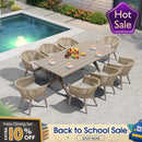 PURPLE LEAF 7/9/11 Pieces Outdoor Dining Set Aluminum Table & Wicker Rattan Chairs Modern Patio Furniture Set for Deck