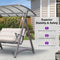 PURPLE LEAF Outdoor Deluxe Modern Swing Chairs with PVC Canopy, Swing for Patio Gadern Porch, Solar LED Light and Cushions Included
