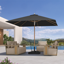 PURPLE LEAF Premium Teak‑Finish Aluminum Frame Outdoor Patio Market Umbrella with Rope Pulley Lift