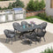 PURPLE LEAF 10/8/6 Pieces Outdoor Dining Set with Patio Aluminium Dining Table Rattan Chairs for Kitchen Grey