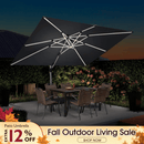 PURPLE LEAF Solar Powered Umbrella LED Rectangular Patio Umbrella with Lights