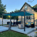PURPLE LEAF Outdoor Pergola with Retractable Canopy Aluminum Shelter for Porch Garden  Beach Shade Pavilion Pergola Modern Backyard Deck