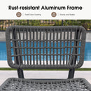 PURPLE LEAF Patio Counter Height Bar Stools Set of 2 Metal Bar Chairs with Back Wicker Woven Stools for Kitchen Island Pool Garden Outdoor Barstools