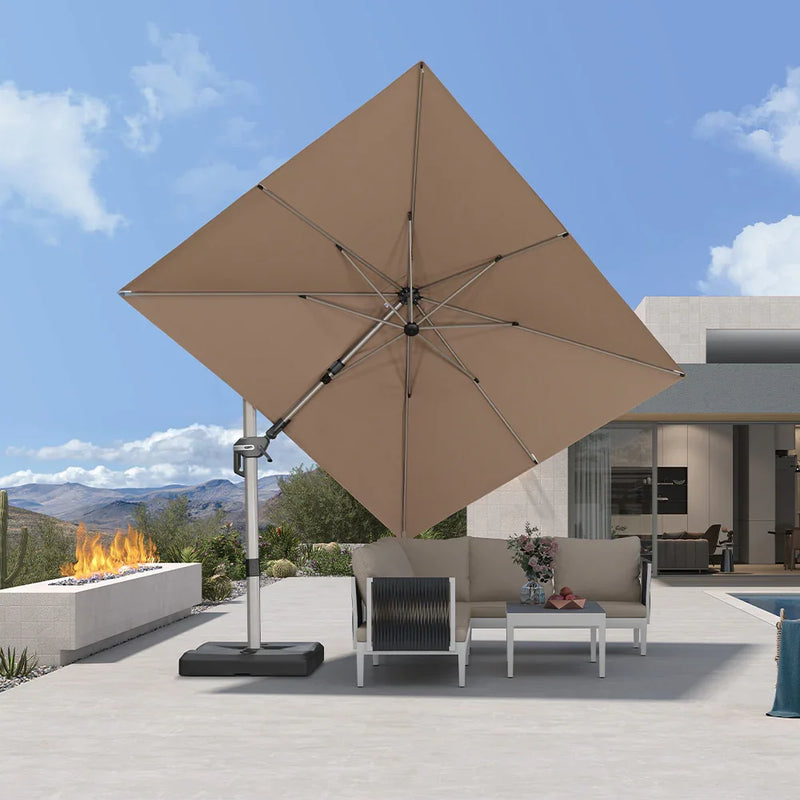 PURPLE LEAF Deluxe Left-Right Tilting Patio Umbrella Outdoor Swivel Cantilever Umbrellas