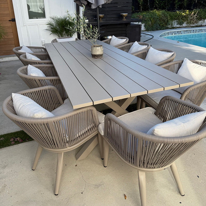 PURPLE LEAF Patio Dining Sets Aluminum Frame and Handwoven Wicker Chairs Set for Garden Deck, Cushions and Pillows included