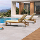 PURPLE LEAF Outdoor Teak Chaise Lounge Chair, Wood Grain Aluminum Outdoor Pool Lounge Chairs with Adjustable Backrest, Breathable Recliner for Patio, Poolside, Garden