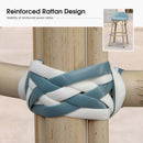 PURPLE LEAF Patio Oversized Backrest Bar Height Stool Set of 2 Outdoor Round Barstools Aluminum Frame Woven Rattan for Indoor Kitchen Dining Bistros Cafe Restaurant