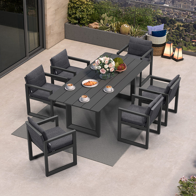 PURPLE LEAF Caesar Outdoor Dining Set Aluminum Luxury Patio Furniture Table and Chairs Set with Olifen Removable Thick Cushion and Pillow Patio Dining Sets for Garden Deck