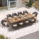 PURPLE LEAF 2 Pieces Outdoor Dining Chair All-Weather Wicker Aluminum Frame Patio Dining Chair for Lawn Garden Backyard Deck with Cushion Brown Armchair