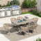 PURPLE LEAF 7/9/11 Pieces Outdoor Dining Set with Aluminium Table and Rattan Chairs, Champagne