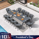 PURPLE LEAF Patio Dining Sets with Aluminum Frame Table & Handwoven Wicker Chairs Grey