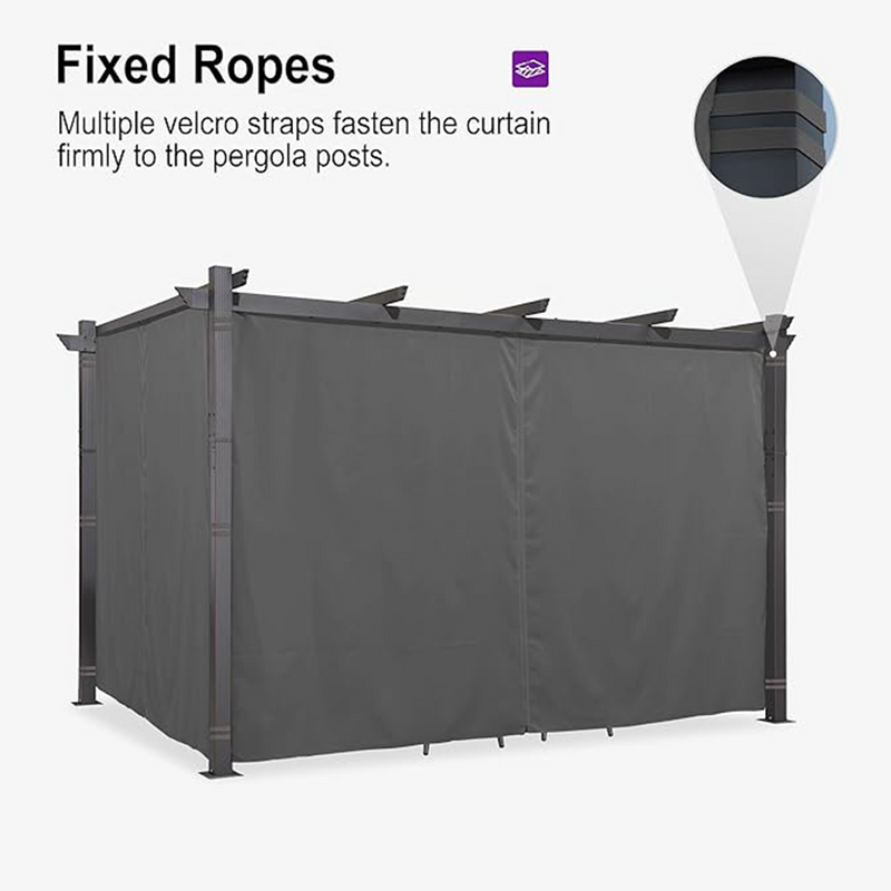 PURPLE LEAF Outdoor Pergola with Retractable Canopy Aluminum Shelter for Beach Porch Garden  Shade Pavilion Pergola  with Curtains