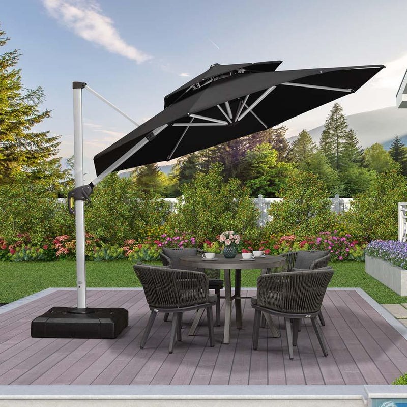 PURPLE LEAF Round Cantilever Patio Umbrella Heavy Duty Umbrella for Porch Garden Pool