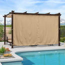 PURPLE LEAF Bronze Pergola Outdoor Retractable Metal Pergola with Canopy with Shade Cover With Curtains