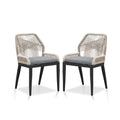 PURPLE LEAF 2 Pieces  Sunbrella Patio Dining Chairs with All-Weather Wicker Back and Comfortable Cushions for Deck, Garden, Kitchen