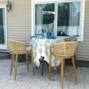 PURPLE LEAF Patio Bar Stools Set of 2 Outdoor Wicker Modern High Bar Chairs Metal Cushioned Barstools with Backs and Ergonomic Armrest for Balcony Garden Indoor Kitchen Island