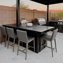 PURPLE LEAF Outdoor Counter Height Stools Set of 2, PU Leather Patio Bar Set with Aluminum Frame, Bar Chairs for Poolside, Garden, Kitchen Island