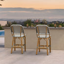 PURPLE LEAF Outdoor Bar Height Stools Set of 2 French Country Patio Rattan Bar Stool Chairs Outdoor Armless Barstools for Porch Garden Indoor Kitchen