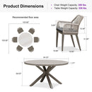 PURPLE LEAF Round Outdoor Dining Set Patio Aluminum Dining Set Round Table and Wicker Chairs with Sunbrella Cushions for Kitchen Deck