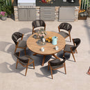 PURPLE LEAF Round Patio Dining Set with Aluminum Frame and Wicker Rattan Dining Chair with Comfortable Cushions for Deck Porch Kitchen Outdoor