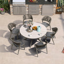 PURPLE LEAF Round Patio Dining Set with Aluminum Frame and Wicker Rattan Dining Chair with Comfortable Cushions for Deck Porch Kitchen Outdoor