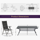PURPLE LEAF  Folding Outdoor Dining Set  with Aluminum Table and Padded Chairs All Weather Dining Table Sets for Garden Backyard Poolside
