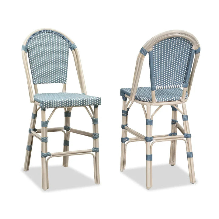 OPEN BOX I PURPLE LEAF French Counter Height Bar Height Stool Set of 2, Patio Bar Chairs with Back Rattan, French Bistro Set