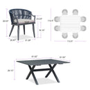 PURPLE LEAF Outdoor Dining Set All Weather Wicker Patio Dining Set with Rectangular Aluminum Table and Modern Armrest Dining Chairs for Garden Deck Backyard Kitchen