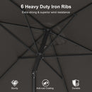 PURPLE LEAF Black Frame Outdoor Market Umbrellas Yard Tilting Patio Table Umbrella with Base