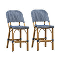 PURPLE LEAF Outdoor Bar Height Stools Set of 2 French Country Patio Rattan Bar Stool Chairs Outdoor Armless Barstools for Porch Garden Indoor Kitchen