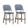PURPLE LEAF Outdoor Bar Height Stools Set of 2 French Country Patio Rattan Bar Stool Chairs Outdoor Armless Barstools for Porch Garden Indoor Kitchen