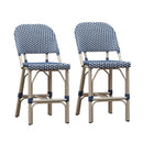 PURPLE LEAF Outdoor Bar Height Stools Set of 2 French Country Patio Rattan Bar Stool Chairs Outdoor Armless Barstools for Porch Garden Indoor Kitchen