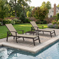 PURPLE LEAF Outdoor Chaise Lounge Chair Patio Pool Lounger Aluminum Chairs with Side Table and Wheels Adjustable Tanning Recliner with Armrests for Outside Backyard Deck Beach