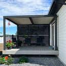 PURPLE LEAF Athena Louvered Pergola Grey Outdoor Aluminum Pergola with Shutter Wall Adjustable Gazebo Rainproof for Patio Deck Garden