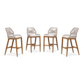 PURPLE LEAF Bar Stools Set of 4 Outdoor Aluminum Barstools with Back Modern Wicker Rattan Boho Garden Pool Patio Bar Chairs