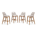 PURPLE LEAF Bar Stools Set of 4 Outdoor Aluminum Barstools with Back Modern Wicker Rattan Boho Garden Pool Patio Bar Chairs