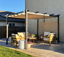 PURPLE LEAF Outdoor Pergola with Retractable Canopy Aluminum Shelter for Porch Garden  Beach Shade Pavilion Pergola Modern Backyard Deck