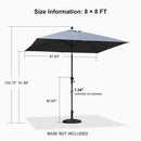 PURPLE LEAF Crank and Tilt Table Umbrella Outdoor Patio Market Umbrella with Visible Hand Crank System