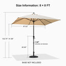 PURPLE LEAF Crank and Tilt Table Umbrella Outdoor Patio Market Umbrella with Visible Hand Crank System