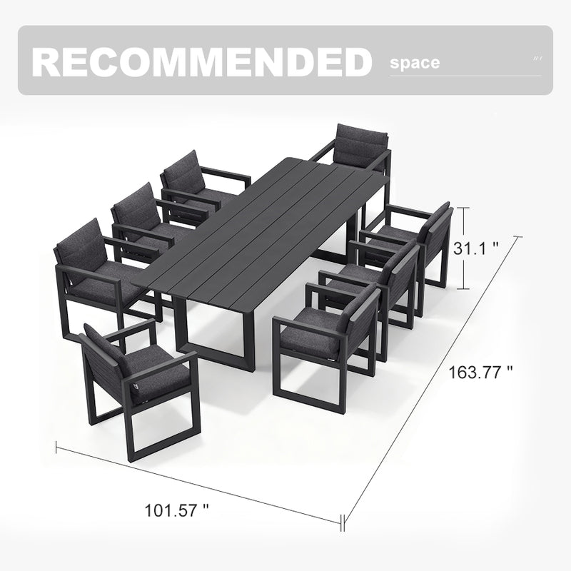 PURPLE LEAF Caesar Outdoor Dining Set Aluminum Luxury Patio Furniture Table and Chairs Set with Olifen Removable Thick Cushion and Pillow Patio Dining Sets for Garden Deck