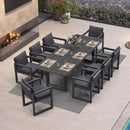 PURPLE LEAF Caesar Outdoor Dining Set Aluminum Luxury Patio Furniture Table and Chairs Set with Olifen Removable Thick Cushion and Pillow Patio Dining Sets for Garden Deck