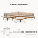 PURPLE LEAF Sicilia L-Shaped Modular Outdoor Sectional with Sunbrella Khaki Cushions Flexible Layout for Poolside Casual Lounge