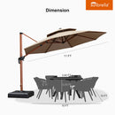 PURPLE LEAF Double Top 11 ft Round  Outdoor Patio Umbrella with High Quality Sunbrella Fabric