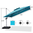 PURPLE LEAF Large Square Patio Cantilever Umbrella With Base for Garden Pool Porch