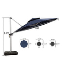 PURPLE LEAF Large Round Patio Cantilever Umbrella With Base for Deck, Pool, Backyard