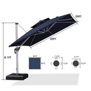 PURPLE LEAF 9x9ft Patio Cantilever Umbrella With Base for Garden Pool Porch