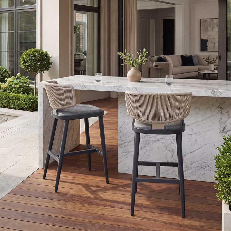 Outdoor Bar Stools All Weather Rattan Aluminum Patio Bar Stool Cushion Indoor Outdoor.