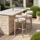 PURPLE LEAF Outdoor Bar Stools Set of 2 Modern Olefin Upholstered Barstools with Back and Armrest Bar Chairs for Garden Kitchen Island