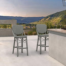 Clearance-PURPLE LEAF Outdoor Woven Bar Stools Set of 2, Aluminum Frame Counter Stools, for Pool Garden